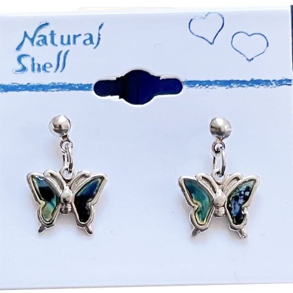 3/$15 NATURAL SHELL STUD BUTTERFLY EARRINGS - Picture 1 of 6